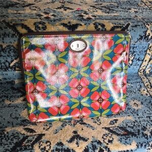 Fossil Floral Geometric Zip Clutch - Pink, Green & Blue